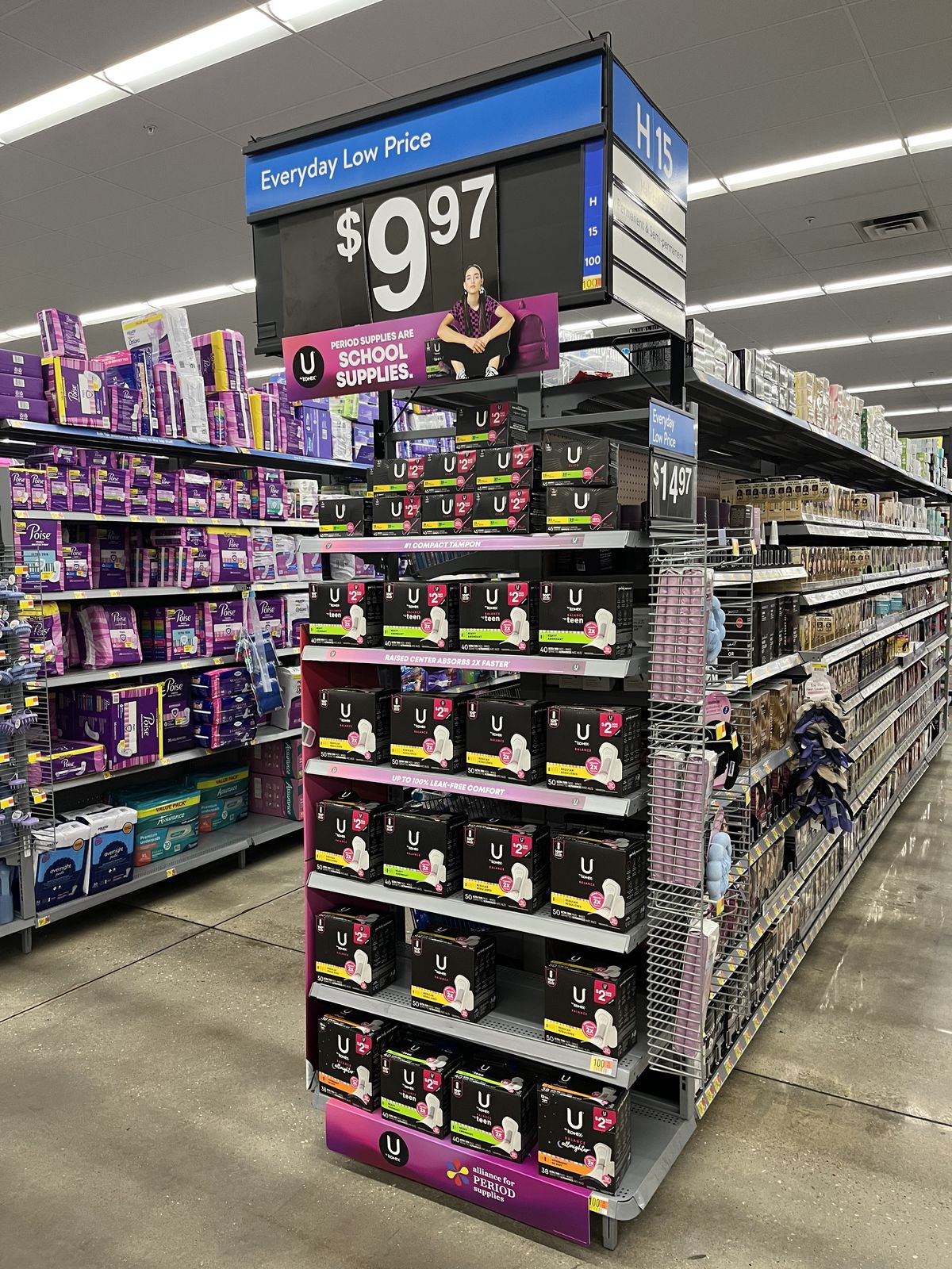 U by Kotex in a Walmart store