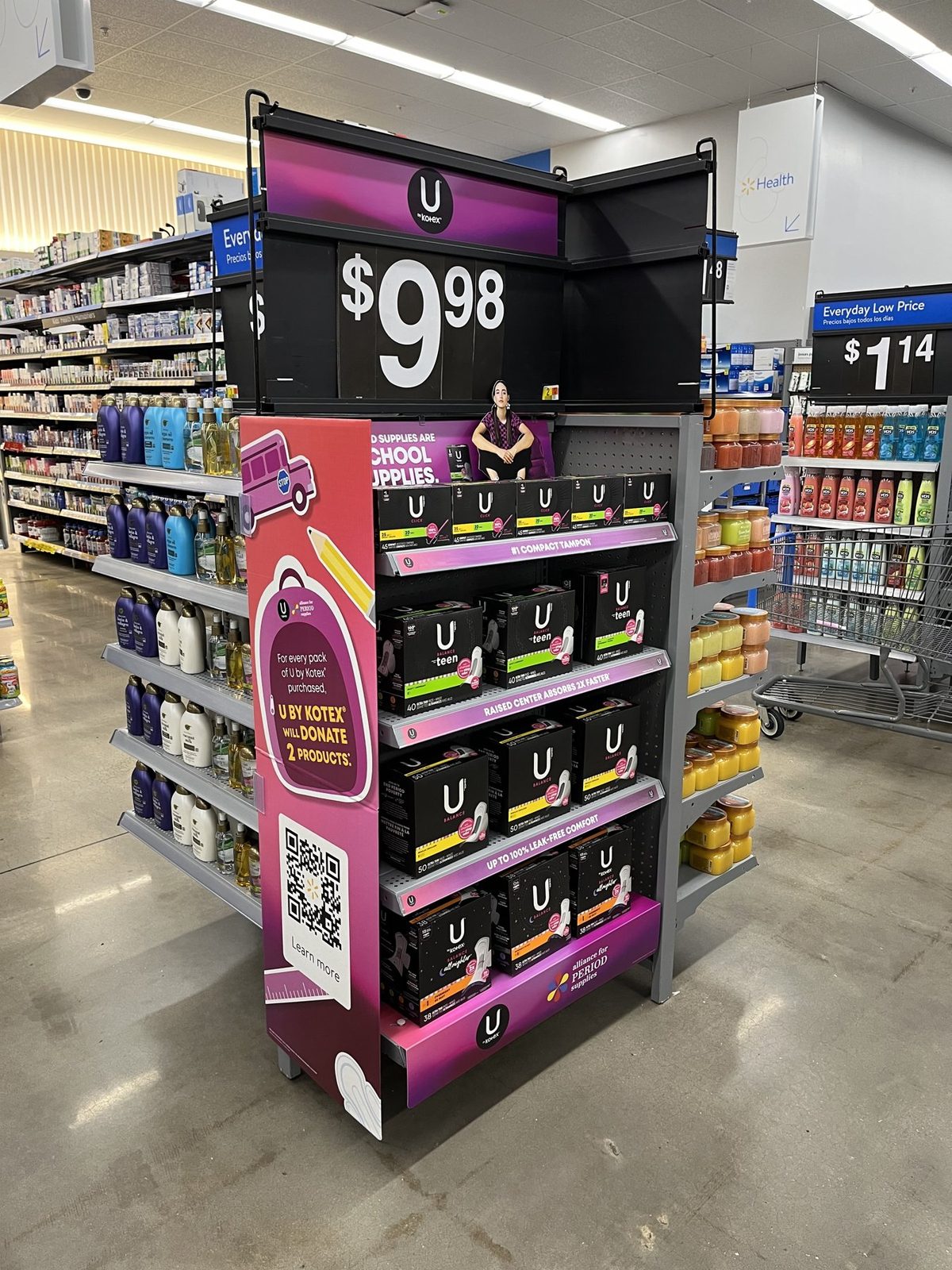 U by Kotex 4-way dress-up kit in a Walmart aisle